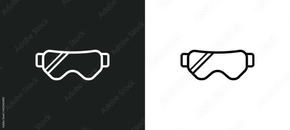 Poster snow goggle outline icon in white and black colors. snow goggle flat vector icon from winter collect