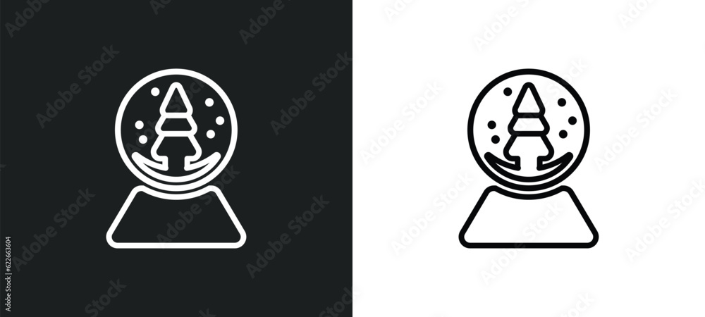 Poster snow globe outline icon in white and black colors. snow globe flat vector icon from winter collectio