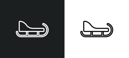 sledge outline icon in white and black colors. sledge flat vector icon from winter collection for web, mobile apps and ui. - obrazy, fototapety, plakaty