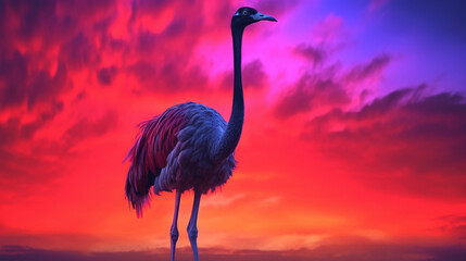 flamingo in the sunset HD 8K wallpaper Stock Photographic Image