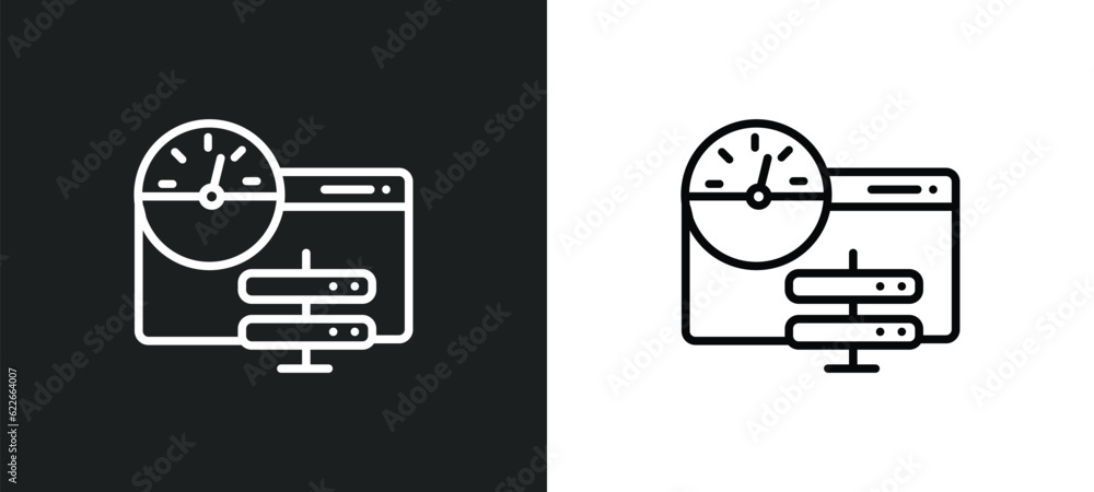 Poster bandwidth outline icon in white and black colors. bandwidth flat vector icon from web hosting collec