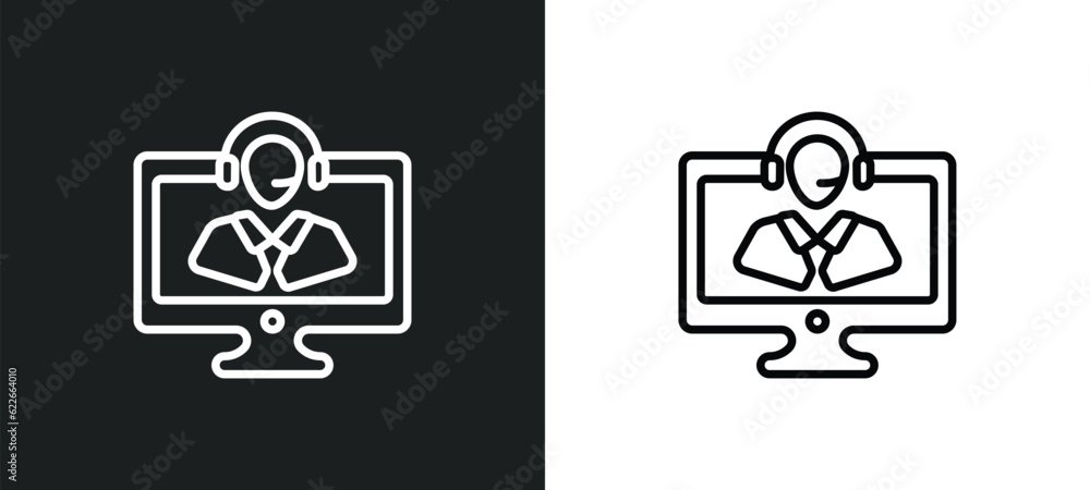 Poster tech support outline icon in white and black colors. tech support flat vector icon from web hosting 