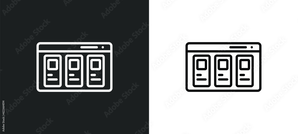 Poster color scheme outline icon in white and black colors. color scheme flat vector icon from web hosting 