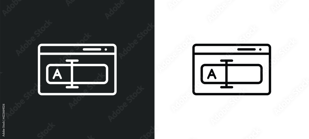 Poster edit text outline icon in white and black colors. edit text flat vector icon from web hosting collec