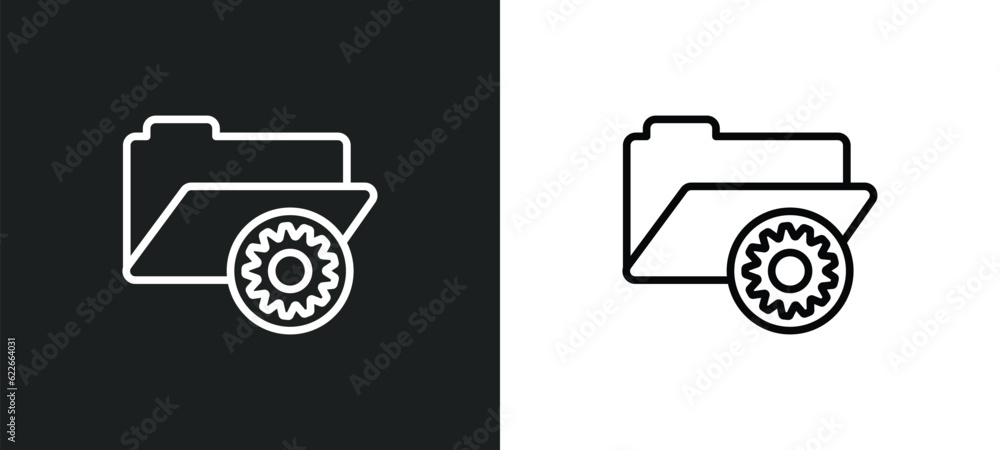 Poster folder management outline icon in white and black colors. folder management flat vector icon from we