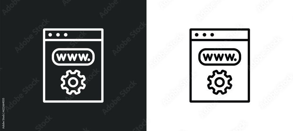 Poster page ting interface outline icon in white and black colors. page ting interface flat vector icon fro