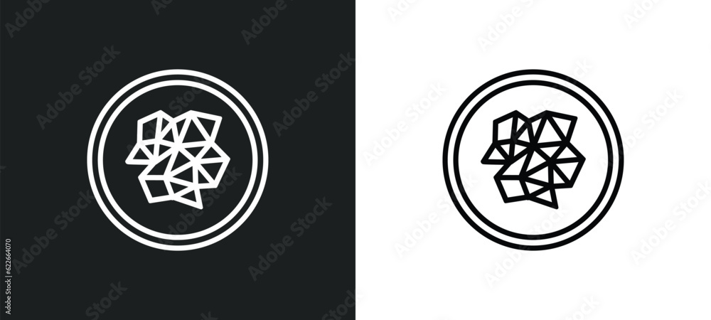 Poster interlinked web outline icon in white and black colors. interlinked web flat vector icon from web co