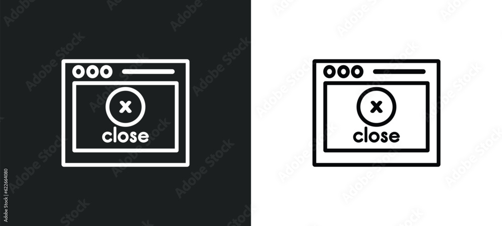 Poster closing outline icon in white and black colors. closing flat vector icon from web collection for web