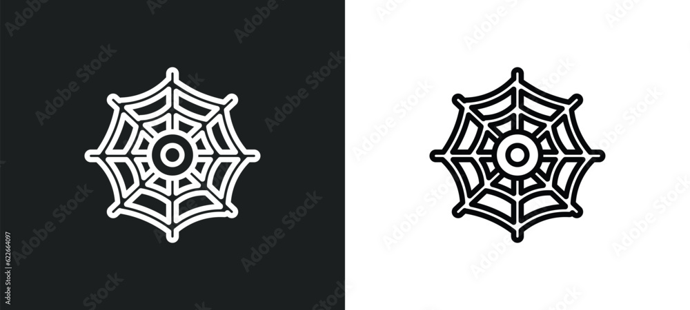 Poster cobweb and spider outline icon in white and black colors. cobweb and spider flat vector icon from we