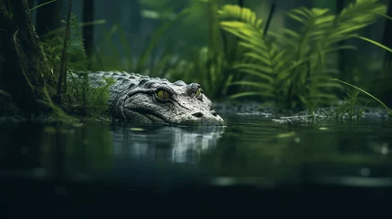 Fotobehang crocodile in water HD 8K wallpaper Stock Photographic Image © Ahmad