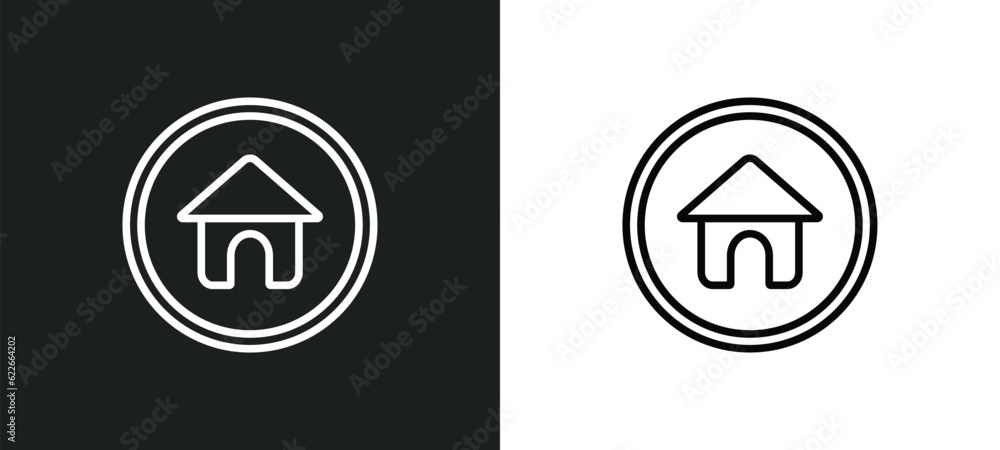 Poster home button outline icon in white and black colors. home button flat vector icon from web collection