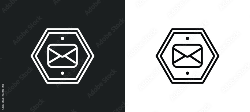 Poster close envelope outline icon in white and black colors. close envelope flat vector icon from web coll
