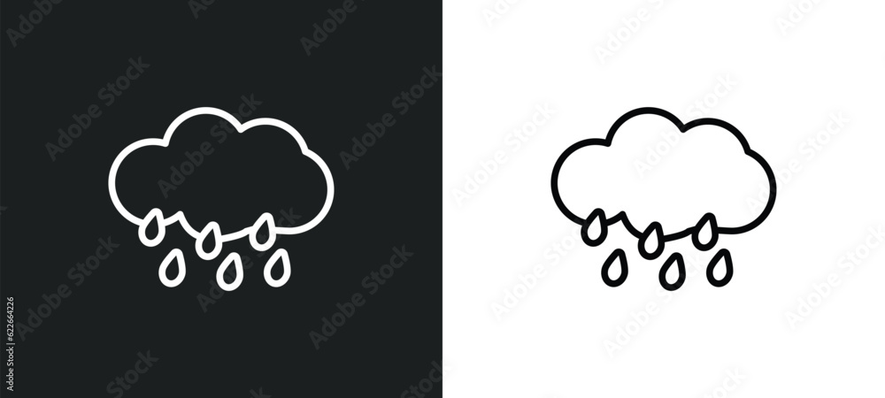 Poster rainfall outline icon in white and black colors. rainfall flat vector icon from weather collection f