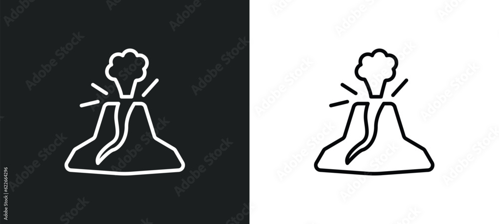 Poster eruption outline icon in white and black colors. eruption flat vector icon from weather collection f