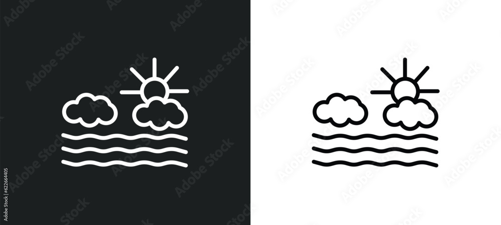 Poster calm outline icon in white and black colors. calm flat vector icon from weather collection for web, 