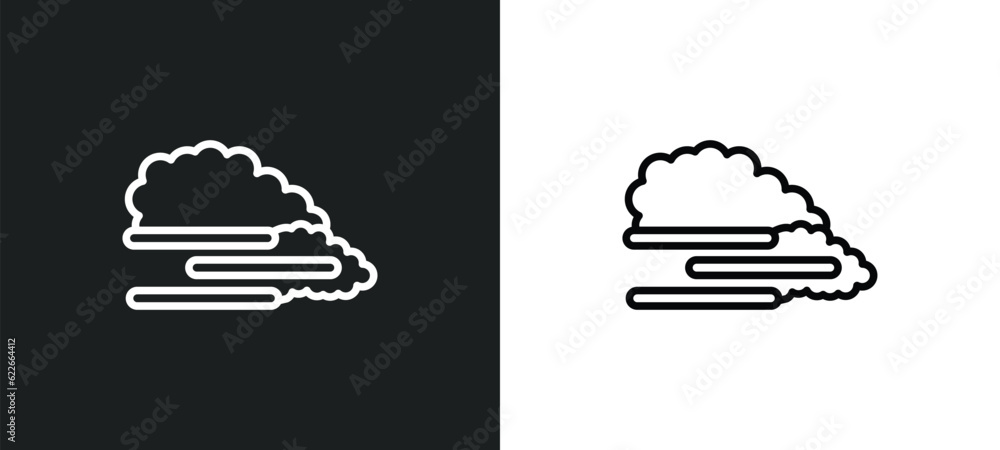 Poster smog outline icon in white and black colors. smog flat vector icon from weather collection for web, 