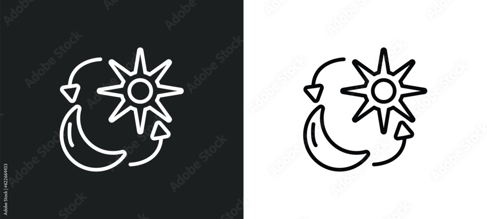Poster daytime outline icon in white and black colors. daytime flat vector icon from weather collection for