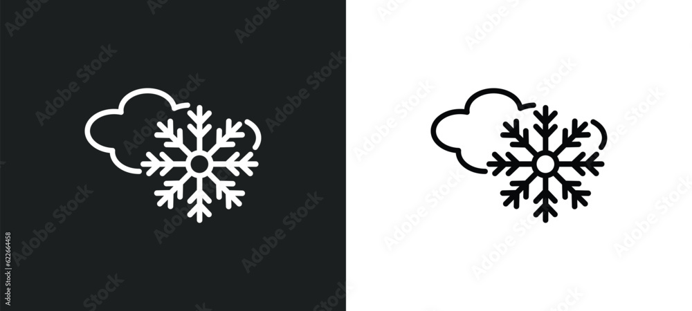 Poster snow outline icon in white and black colors. snow flat vector icon from weather collection for web, 