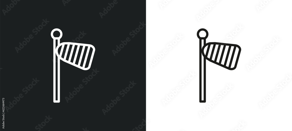 Poster windsock outline icon in white and black colors. windsock flat vector icon from weather collection f