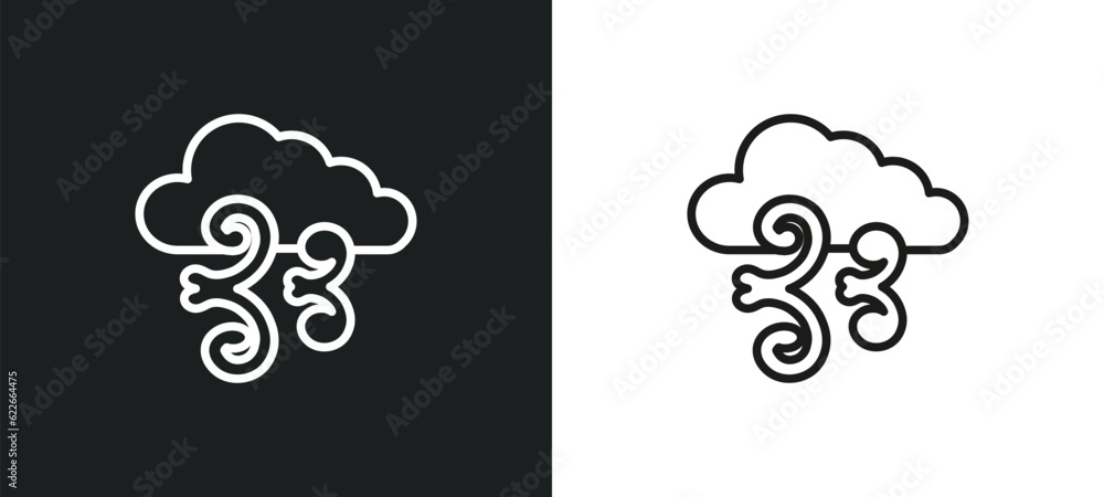 Poster wind outline icon in white and black colors. wind flat vector icon from weather collection for web, 