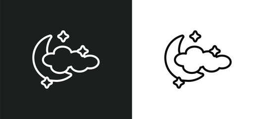 night outline icon in white and black colors. night flat vector icon from weather collection for web, mobile apps and ui.