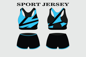 Blue Fabric textile design for Sport t-shirt, soccer jersey for soccer club. uniform front and back