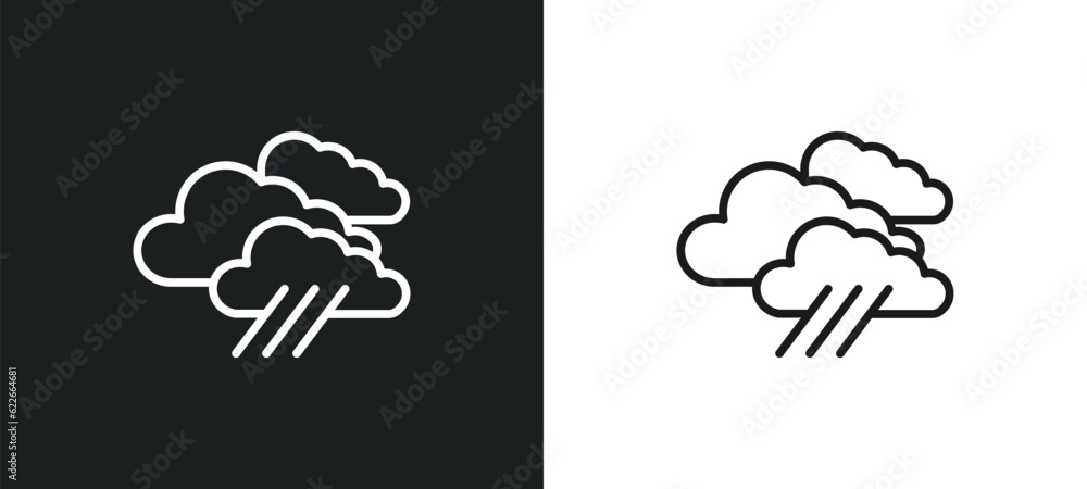Poster rainfall outline icon in white and black colors. rainfall flat vector icon from weather collection f