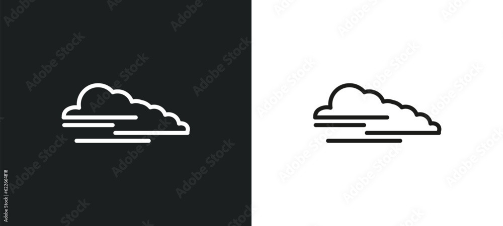 Poster foggy outline icon in white and black colors. foggy flat vector icon from weather collection for web