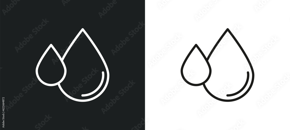 Poster drops outline icon in white and black colors. drops flat vector icon from weather collection for web
