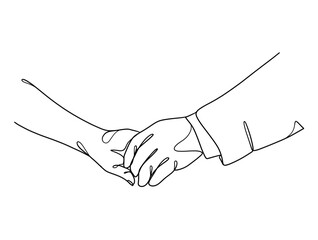 Fototapeta premium Continuous line drawing of hands couple trendy minimalist illustration. Vector illustration.