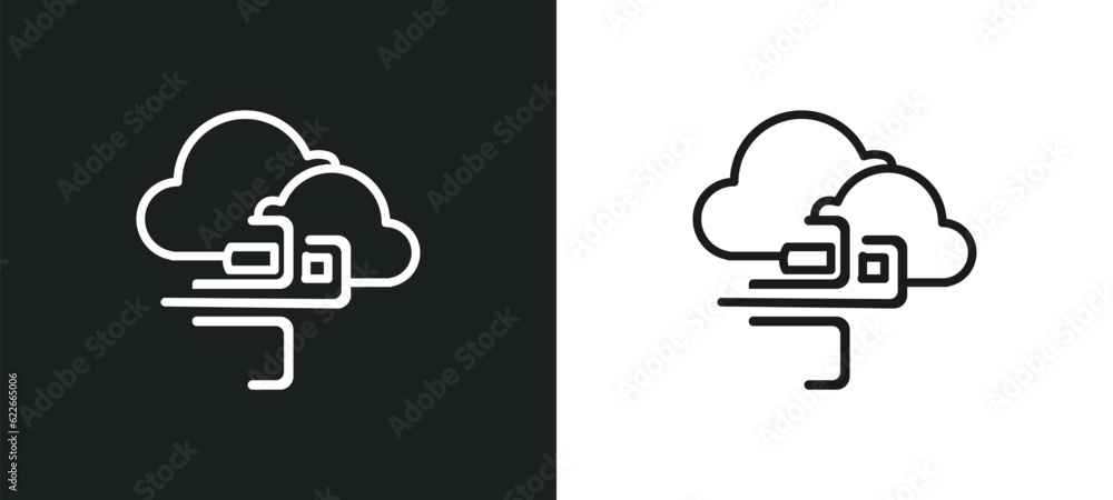 Poster breeze outline icon in white and black colors. breeze flat vector icon from weather collection for w