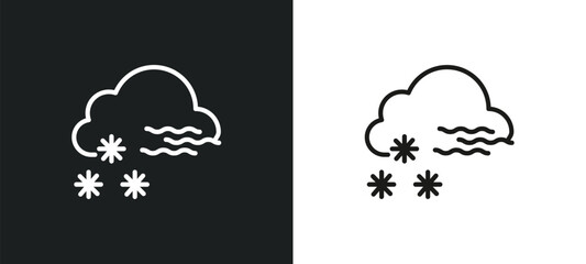 blizzard outline icon in white and black colors. blizzard flat vector icon from weather collection for web, mobile apps and ui.