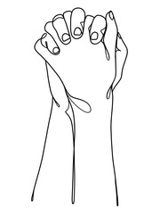 Continuous line drawing of hands couple trendy minimalist illustration. Vector illustration.