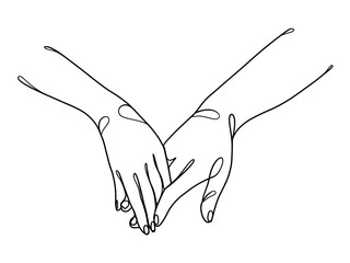 Obraz premium Continuous line drawing of hands couple trendy minimalist illustration. Vector illustration.