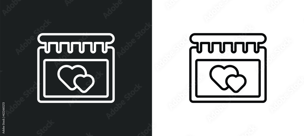 Poster day outline icon in white and black colors. day flat vector icon from valentines day collection for 