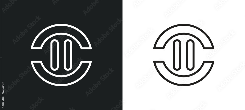 Poster unlink outline icon in white and black colors. unlink flat vector icon from user interface collectio