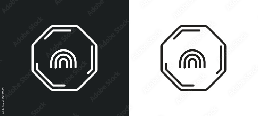 Aufkleber perspectives outline icon in white and black colors. perspectives flat vector icon from user interfa