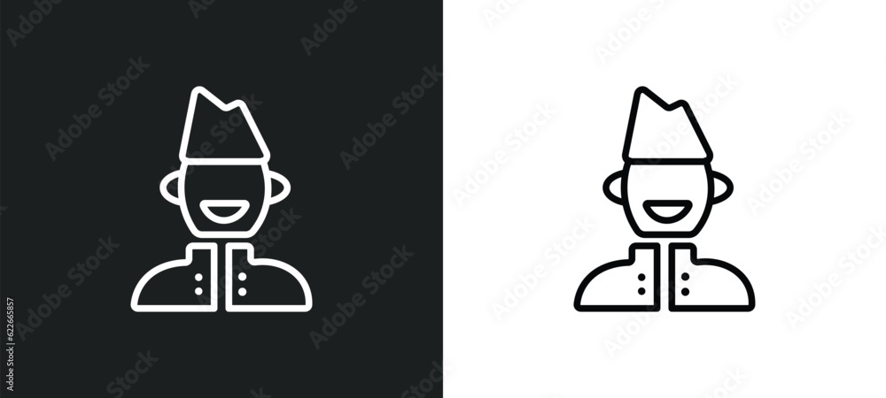 Poster indonesian outline icon in white and black colors. indonesian flat vector icon from user collection 
