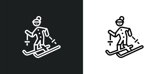 Obraz na płótnie Canvas skier outline icon in white and black colors. skier flat vector icon from user collection for web, mobile apps and ui.