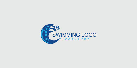 Obraz premium .Creative swimming logo design with modern concept| premium vector