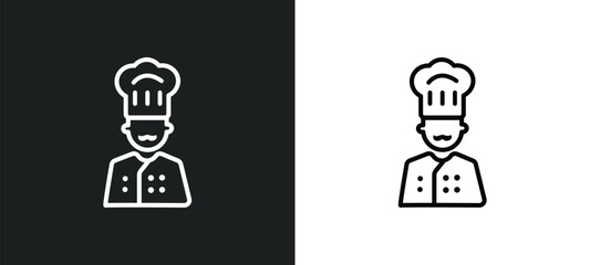 pastry chef outline icon in white and black colors. pastry chef flat vector icon from user collection for web, mobile apps and ui.