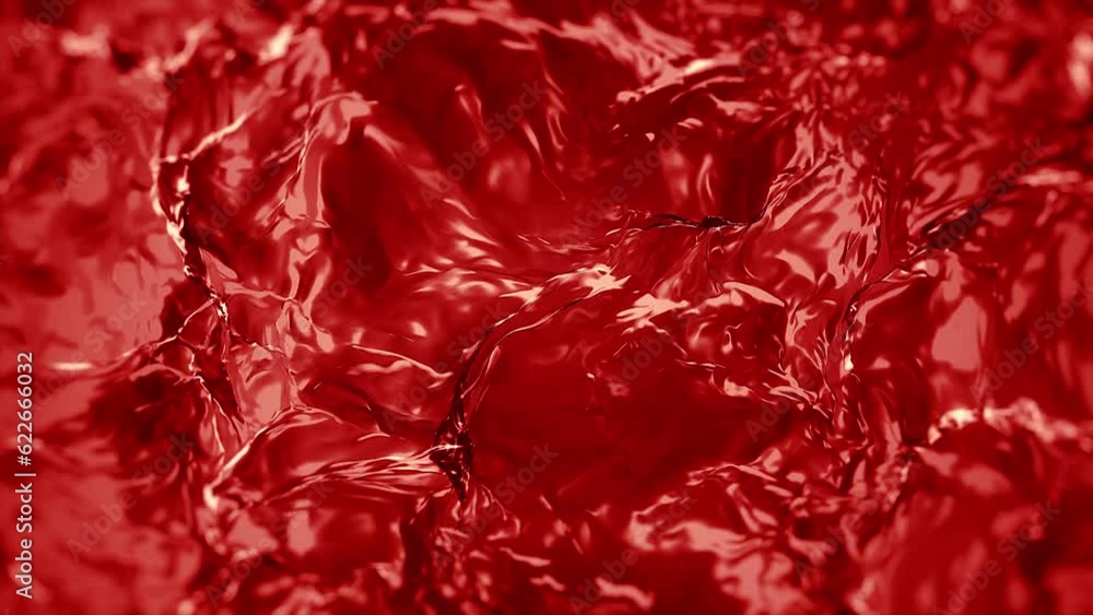 Poster red blood or wine streaming patterns texture loop/ 4k animation of an abstract red blood or wine alc
