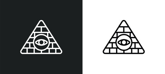 pyramid outline icon in white and black colors. pyramid flat vector icon from united states collection for web, mobile apps and ui. - obrazy, fototapety, plakaty