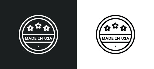 Fototapeta premium made in usa outline icon in white and black colors. made in usa flat vector icon from united states of america collection for web, mobile apps and ui.