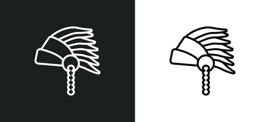 american native outline icon in white and black colors. american native flat vector icon from united states of america collection for web, mobile apps and ui.