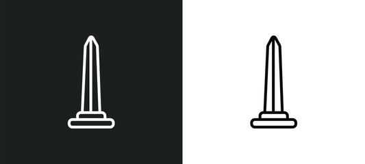 obelisk outline icon in white and black colors. obelisk flat vector icon from united states of america collection for web, mobile apps and ui.