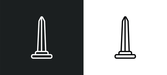 Obraz premium obelisk outline icon in white and black colors. obelisk flat vector icon from united states of america collection for web, mobile apps and ui.