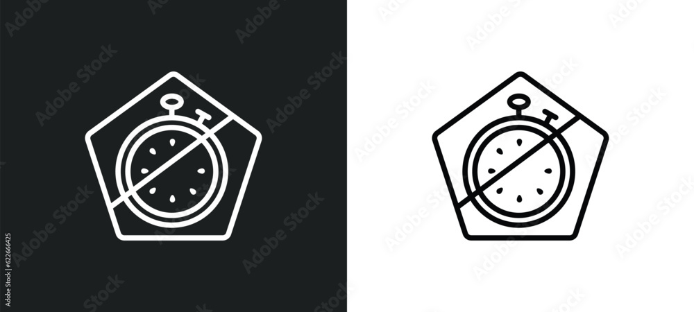Poster timer off outline icon in white and black colors. timer off flat vector icon from ultimate glyphicon