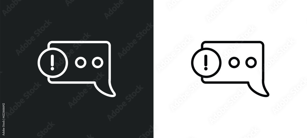 Poster error message outline icon in white and black colors. error message flat vector icon from ultimate g