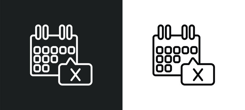 calendar with letter x outline icon in white and black colors. calendar with letter x flat vector icon from ultimate glyphicons collection for web, mobile apps and ui.